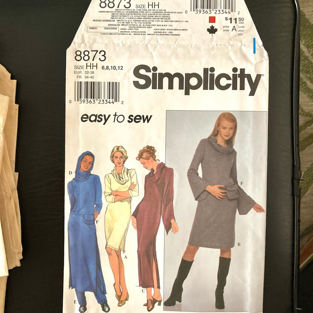 Simplicity 8873 pattern